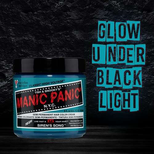 MANIC PANIC Classic Siren's Song Semi Permanent Hair Color - Neon Blue-Green Hair Dye for Women & Men That Lasts 4-6 Weeks - Vegan, Ammonia & Cruelty-Free - Create & Mix Custom Shades (4oz / 3pk) 5