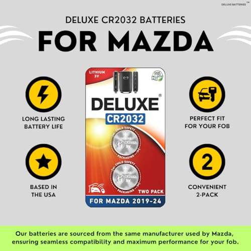 Key Fob Replacement Batteries for Mazda (2019-2025) 3 6 CX-5 CX-30 CX-9 CX-50 CX-90 CX-3 CX-70 MX-5 Miata (Pack of 2) Smart Remote (Check Fitment Guide) 3