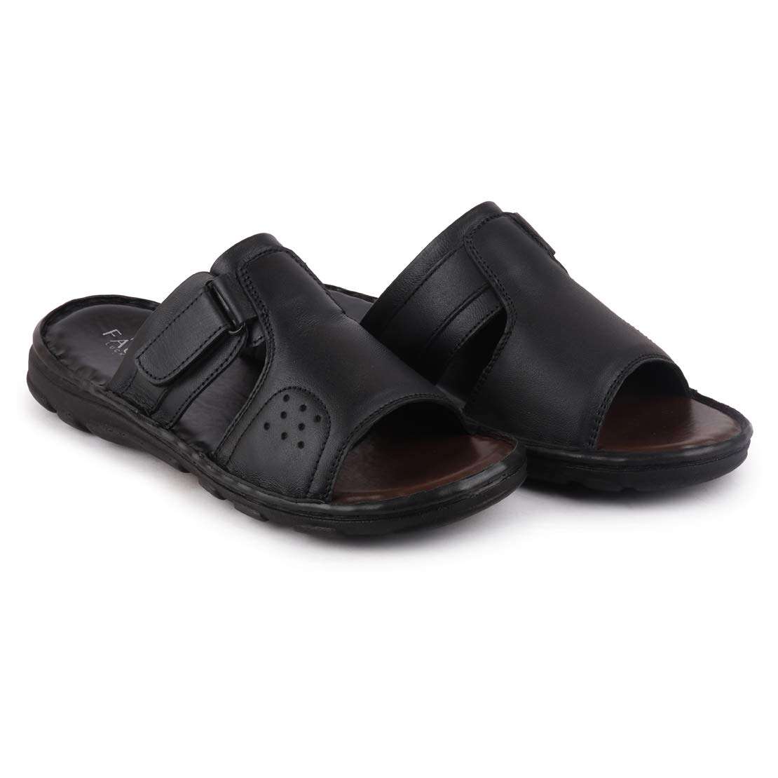 FAUSTO Men's FST KI-9519 BLACK-43 Black Formal Leather Dress Slip On Slippers (9 UK) 3