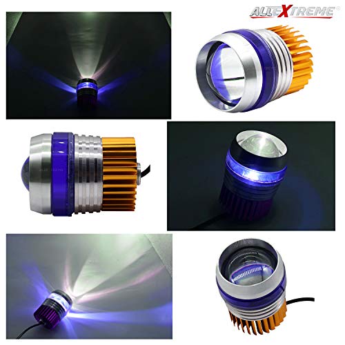 Allextreme EXU2PLB2 U2 Projector Lamp High Intensity Led Headlight Stylish Dual Ring Cob Led Inside Double Angel's Eye Ring Lens Projector (Blue, Pack of 2) 4