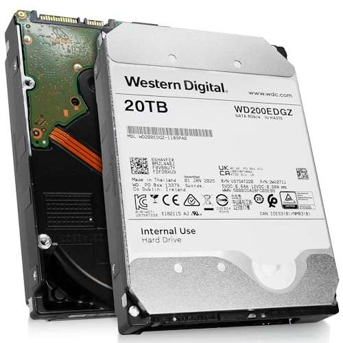 Western Digital WD Ultrastar 20TB Internal Hard Drive WD200EDGZ 3.5 Inch HDD SATA 6Gb/s 7200RPM 512MB Cache (Renewed) 3