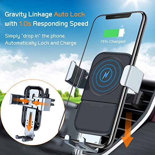 VANMASS Wireless Car Charger Mount, Automatic Clamping Gravity Sensor Car Phone Mount, 10W 7.5W Qi Fast Charging Air Vent Phone Holder Compatible with S10 S9 Note 10 9, Phone 11 Pro Max Xs XR X 8 3