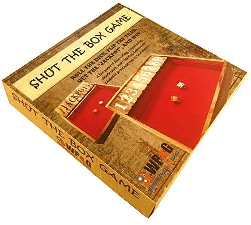 Winshare Puzzles and Games Shut The Box Game Large, Wooden Old Fashioned Dice Fun Play 4