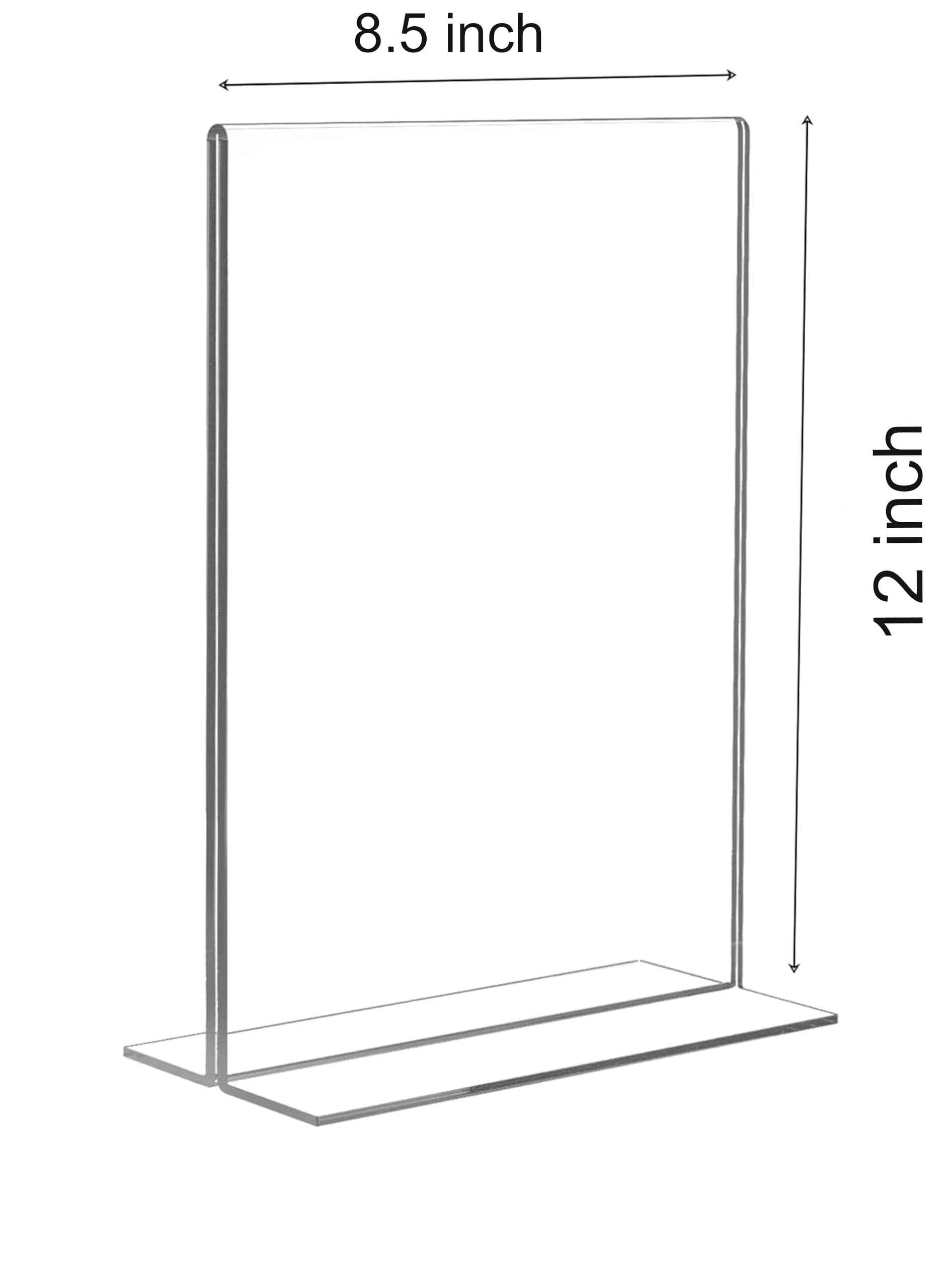 NEILL® Acrylic Sign Holder T Shape, Size-A4 (8.3"x11.7"), Pack of 1 Pc, Clear/Transparent, Double Sided Portrait Display Stand Table Top, Perfect for Restaurants, Promotions, Classroom, Office, Store, Restaurants, Wedding Party Decoration 3