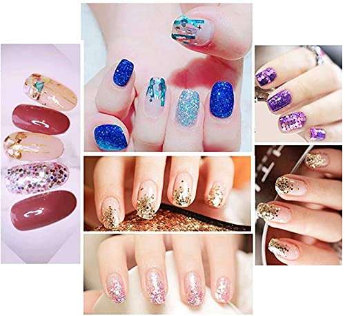 Belicia 48 Bottles/Set DIY Nail Art Charms Kit 3D Holographic Glitter Contain Nail Sequins Iridescent Flakes for Body Face Hair Make Up Nail Art Mixed Decals Decoration 4