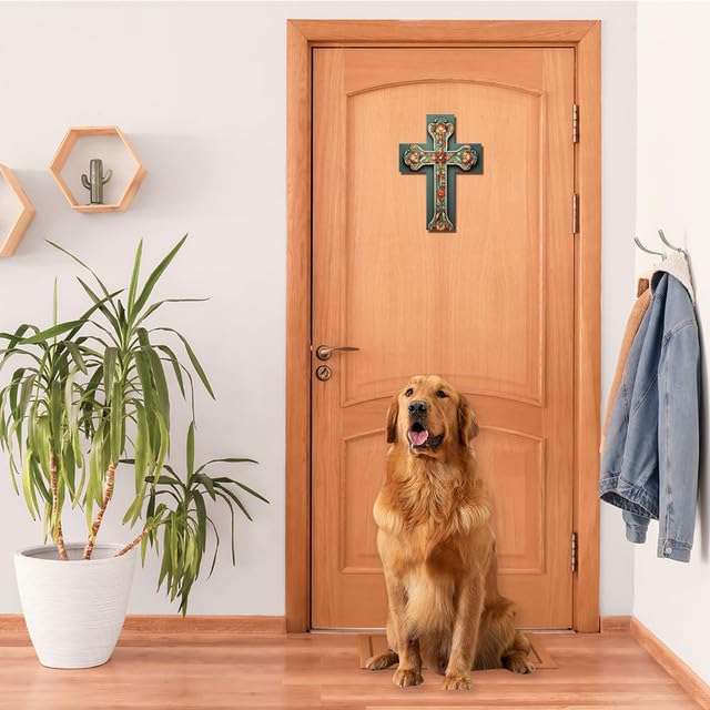 Wooden Vintage Cross for Wall Wood Plaque Wall Hanging Sign Rustic Cross Home Bar Cafe Kitchen Bathroom Living Room Decor 7x5in 3