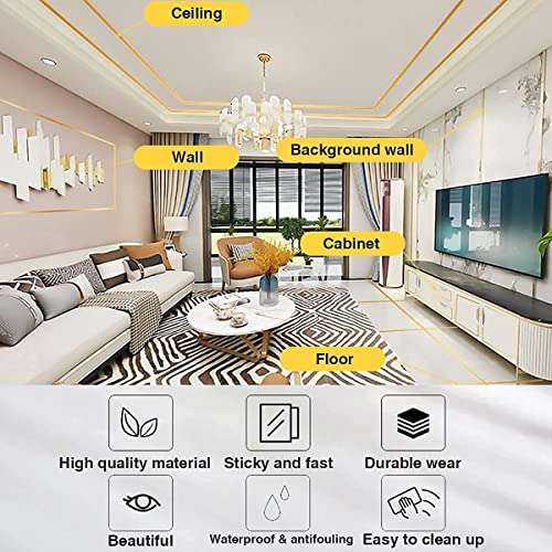 generic HUB HUBBER 50 Meters Golden Tape for Home Floor Tile Gap (Multipurpose) Waterproof Wallpaper Tape, Tiles Gap Stickers for Floor(0.5CM Wide)(PACK OF 1) 6