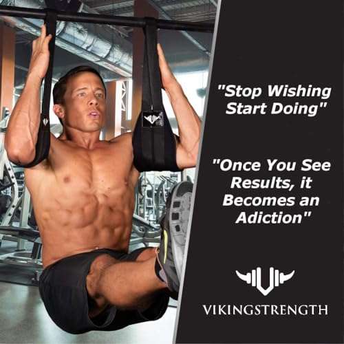 Vikingstrength AB straps - Premium Padded Home Gym Exerciser Ab Slings pair for pull up bar - Hanging Leg Raiser Fitness for six pack - Workout Equipment for Men & Women + Bonus Bag 2