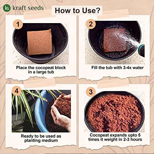 GATE GARDEN Cocopeat Brick (650gm) - Expands To 3.5 Kg Powder 4