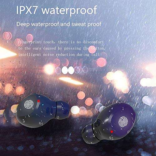 Fenpos Mini Wireless Earbuds, Hi-Fi Deep Bass Premium Sound Bluetooth Headphones, Waterproof Stereo Headphones (2000mAh Black) 6