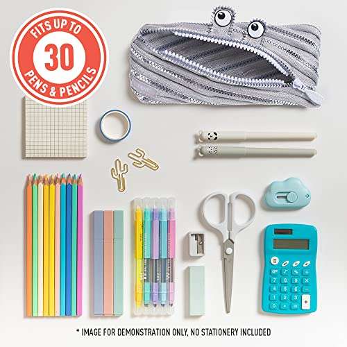 ZIPIT Monster Pencil Case for Kids | Pencil Pouch for School, College and Office | Pencil Bag for Boys & Girls (Silver) 4