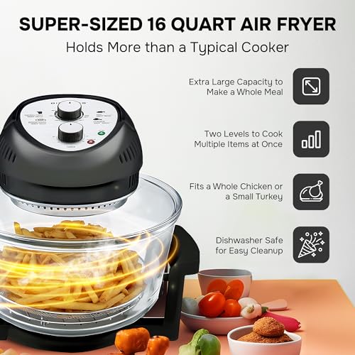 Big Boss Oil-less Air Fryer, 16 Quart, 1300 watt, Black 2