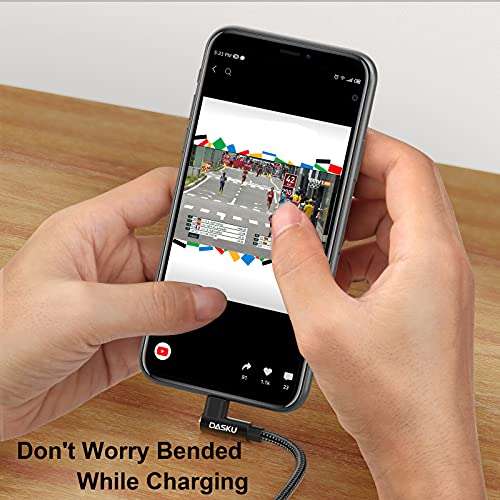 2Pack 90 Degree iPhone Charging Cord 6Ft Right Angle Nylon Braided Mfi Certified Gaming Charger Cable Compatible with iPhone 14 13 12 11 Pro Max XS XR X 8 7 6 5 Plus iPad（Black） 6