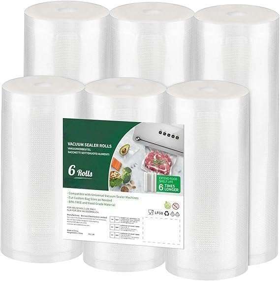 Vacuum sealer rolls 11 x 20 feet and 8 x 20 feet, 6 pack commercial grade food storage bag 1