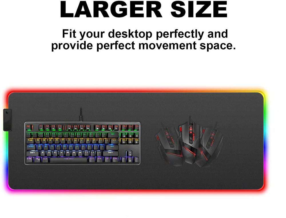 Gaming Mouse Pads Dj Hand Drive Led Gaming RGB Gamer Large Mousepad Lighting USB Keyboard Colorful Desk Pad for Pc Laptop Desktop 700X300mm 3