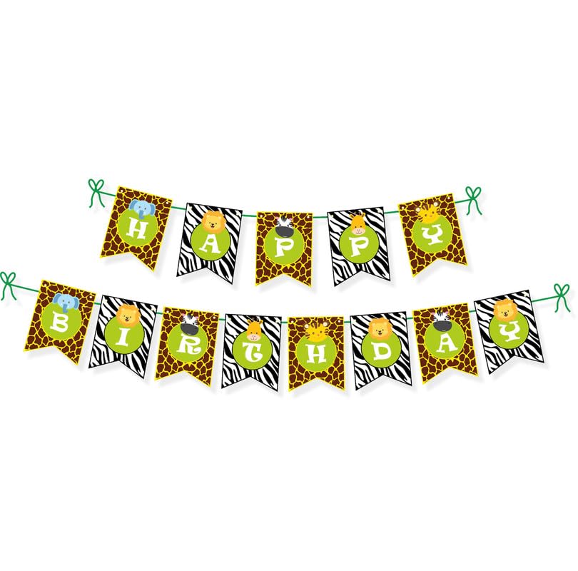 Untumble Jungle Theme Birthday Banner | Happy Birthday Banner For Boys & Girls | Goes Well With Jungle Theme Birthday Decorations | Happy Birthday Banner for 1st Birthday, Kids & Adults | Pack of 1