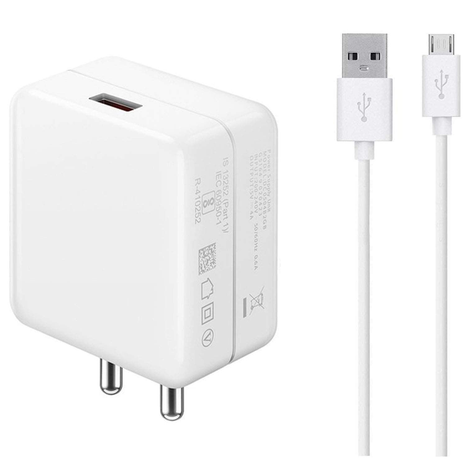 Ultra Fast Charger For Oppo A7, A 7 Original Charger Hi Speed Travel Charger Adapter Qualcomm QC 3.0 Quick Charge Adaptive Fast Charging, Rapid, Dash, VOOC, AFC Charger With 1 Meter Micro USB Data Cable(ZFH5,White) 1