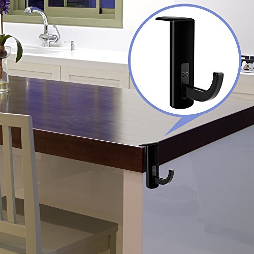 Mudder 4 Pack Monitor Hooks Headphone Headset Hanger Monitor Stand Holder Headset Stick-on Hook, Black 5