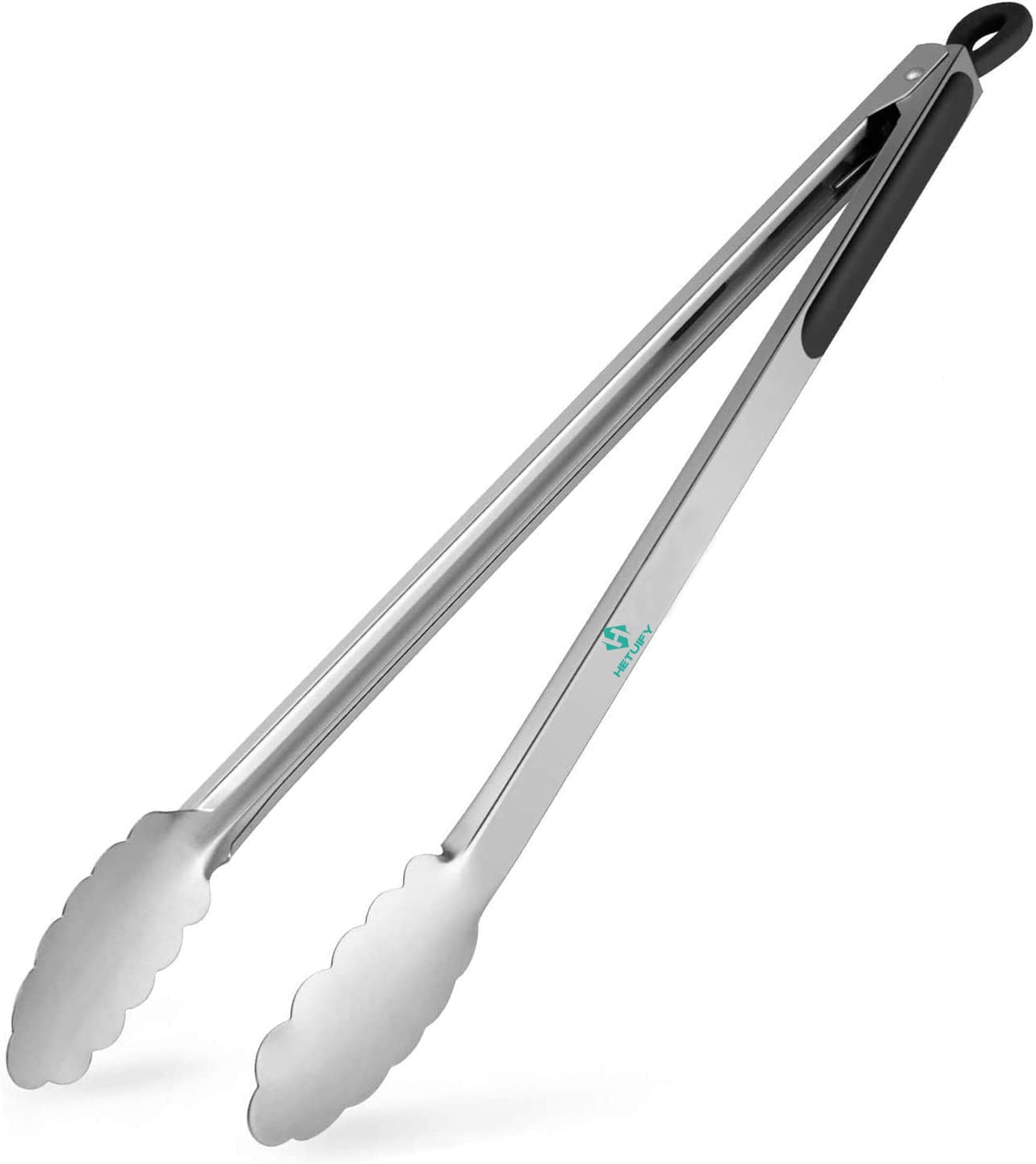 BBQ Tongs for Grilling, 17" Long Kitchen Cooking Stainless Steel Heavy Duty Locking Grill Tongs with Soft Grip Silicone Handle 1