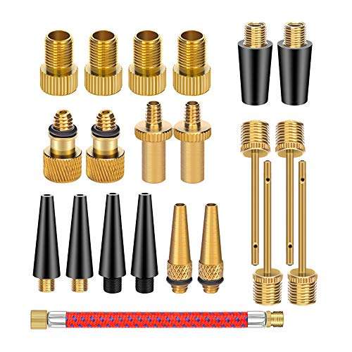 21PCS Brass Presta Schrader Valve Adapter Tools, Ball Pump Needle, Bike Tire Pump Accessories Fit for Gym Balloon Toy 1
