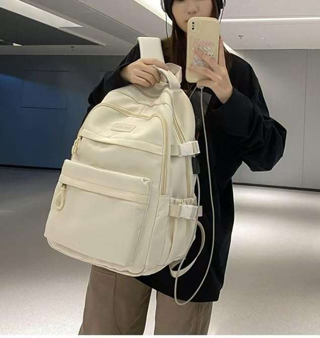 MININAI Preppy Backpack for Women Teen Girls Boys Large Laptop Bookbag Casual College Daypack Cute Aesthetic School Supplies (Blue) 3