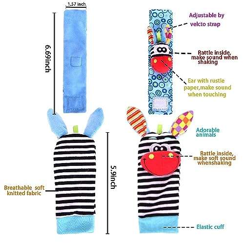 Urdhva Retail Rattles- Newborn Toys For Baby Boy Or Girl-Sensory And Brain Development Infant Cotton Toys-Hand & Foot Rattles Suitable For 0-3,3-6,6-12 Months Babies(Baby-Rattle-01),Multi Color 3