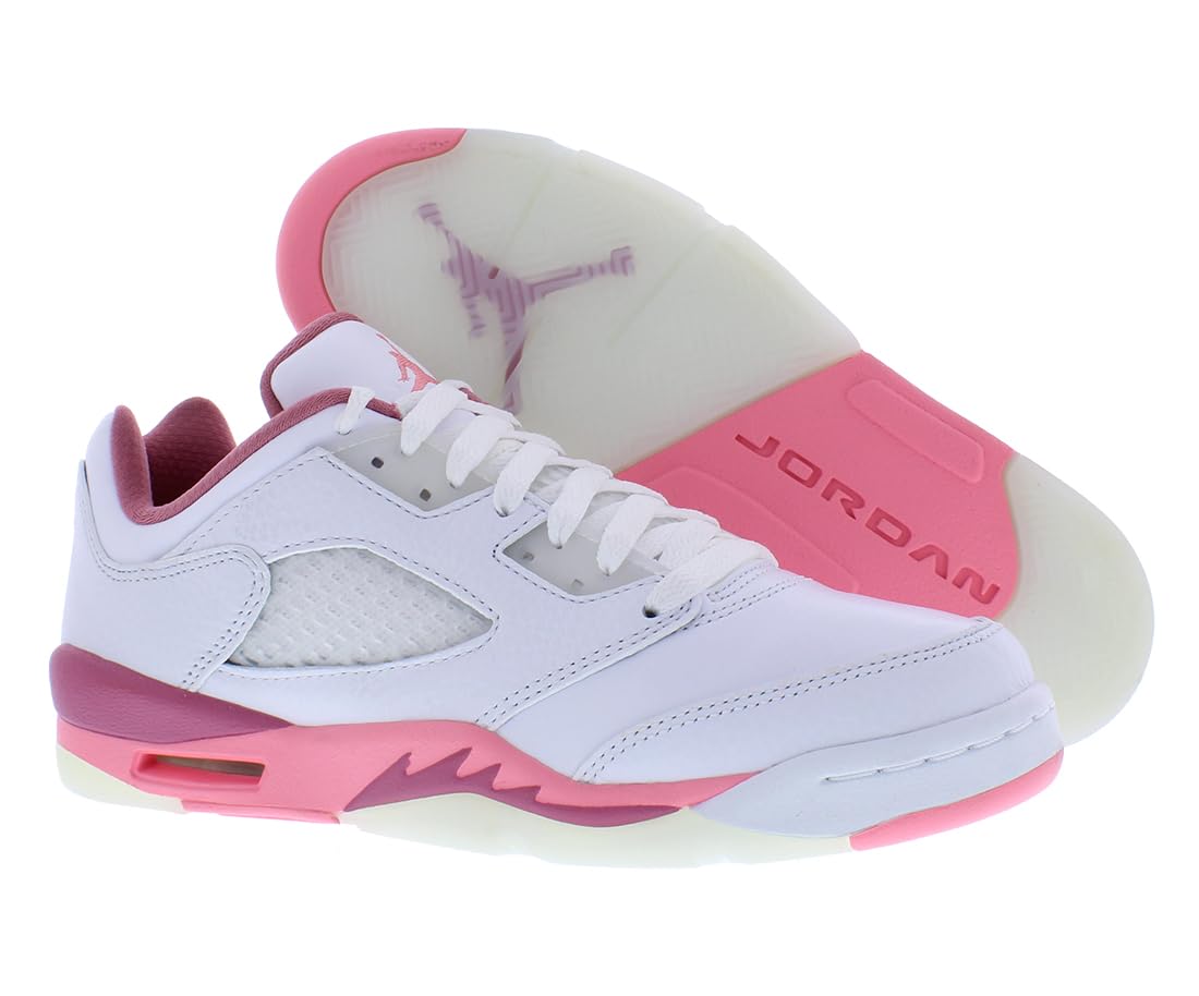 Jordan Boy's Air 5 Retro Low (Big Kid) White/Coral Chalk/Desert Berry/Black 7 Big Kid M 2
