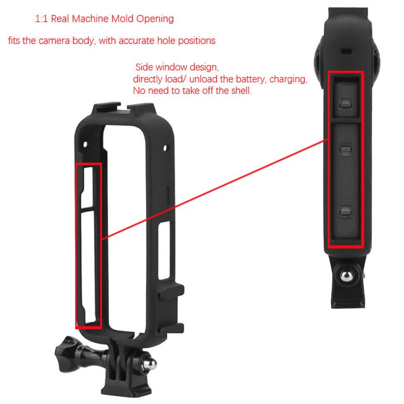 HuaerHui Protective Frame ABS Plastic Housing Cage for Insta 360 ONE X3 with Double Cold Shoe Mount and 1/4 Screw Hole 6