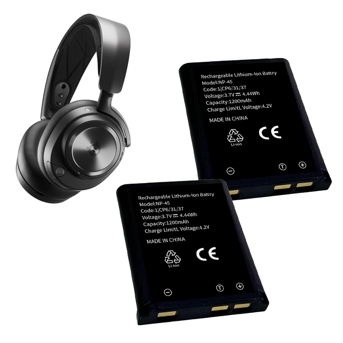 HamnaKhu 2PCS NP-45 Battery, Compatible with Steelseries Headset Battery for Arctis Nova Pro Wireless Multi-System Gaming Headset for Xbox, for PlayStation Battery