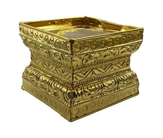 Brass Abhisheka Plate 9 Inches| Medium Size Abhishekam Stand Patra for God Idols | Pooja Room Essentials | Tirumanjana Plate Stand/Somasutra Peetam for Rituals and Pooja | Spiritual Living Room 6