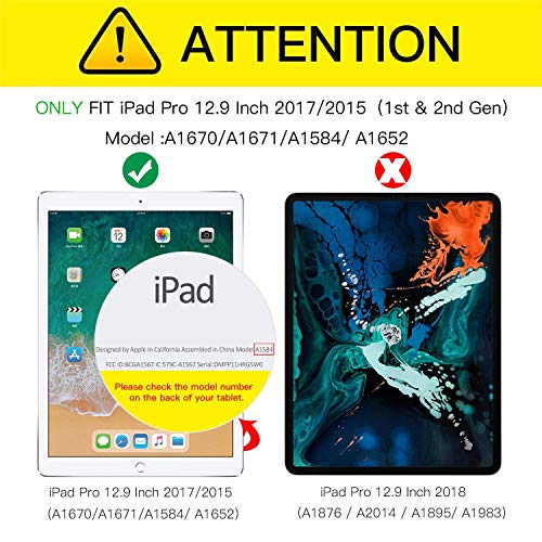 TGK Rotating Cover for iPad Pro 12.9 Inch 2017/2015 Release [1st & 2nd Gen] Model : A1670/A1671/A1584/A1652 - Black 360 Degree Auto Sleep/Wake Leather Smart Case 4