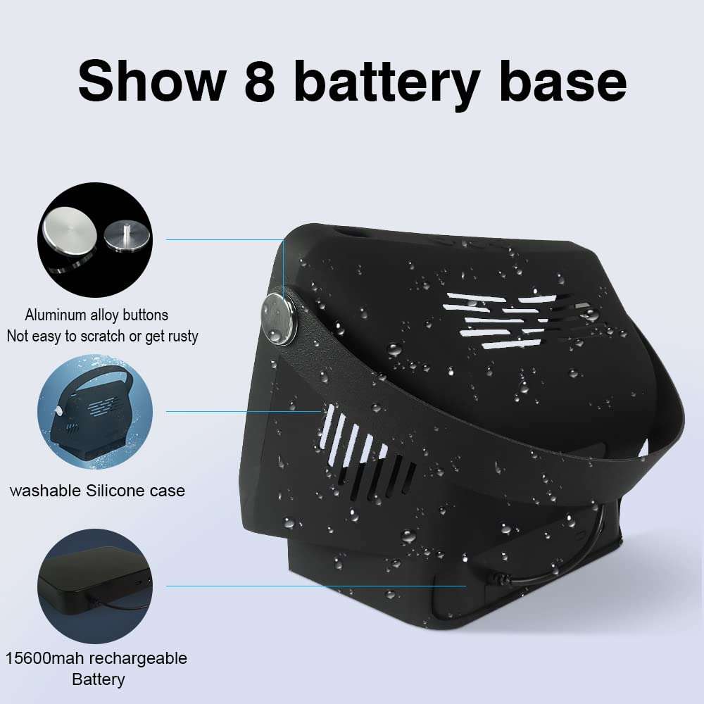 Liboer Battery Base for Show8 1st & 2nd Gen to Make Show8 Mobile Battery Cases Charger Compatible for Show 8 /Xiaodu Speaker Stand Mount with Handle Case (SH8 15600mAh Black) 3