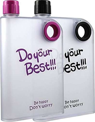 Maharsh A5 Notebook Style Ultra Slim Water Bottle BPA Free Pack of 2 (MultiColor) 1