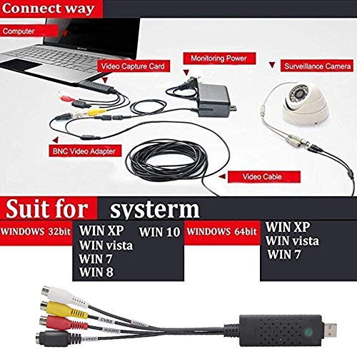 VHS to Digital DVD Converter Adapter, AndThere USB 2.0 Video Capture Card for Windows 10 7 8, Can Record from VCR VHS Tapes AV RCA Hi8 Camcorder DVD PS Gaming Systems 5