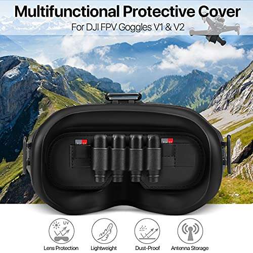 TNP FPV V2, V1 Goggle Lens Protector for DJI FPV Goggles V2 FPV V1 FPV Case Lens Cover 3-in-1 DJI FPV Antenna Strap and Memory Card Holder Storage DJI Goggle Quadcopter Drone Accessories 2