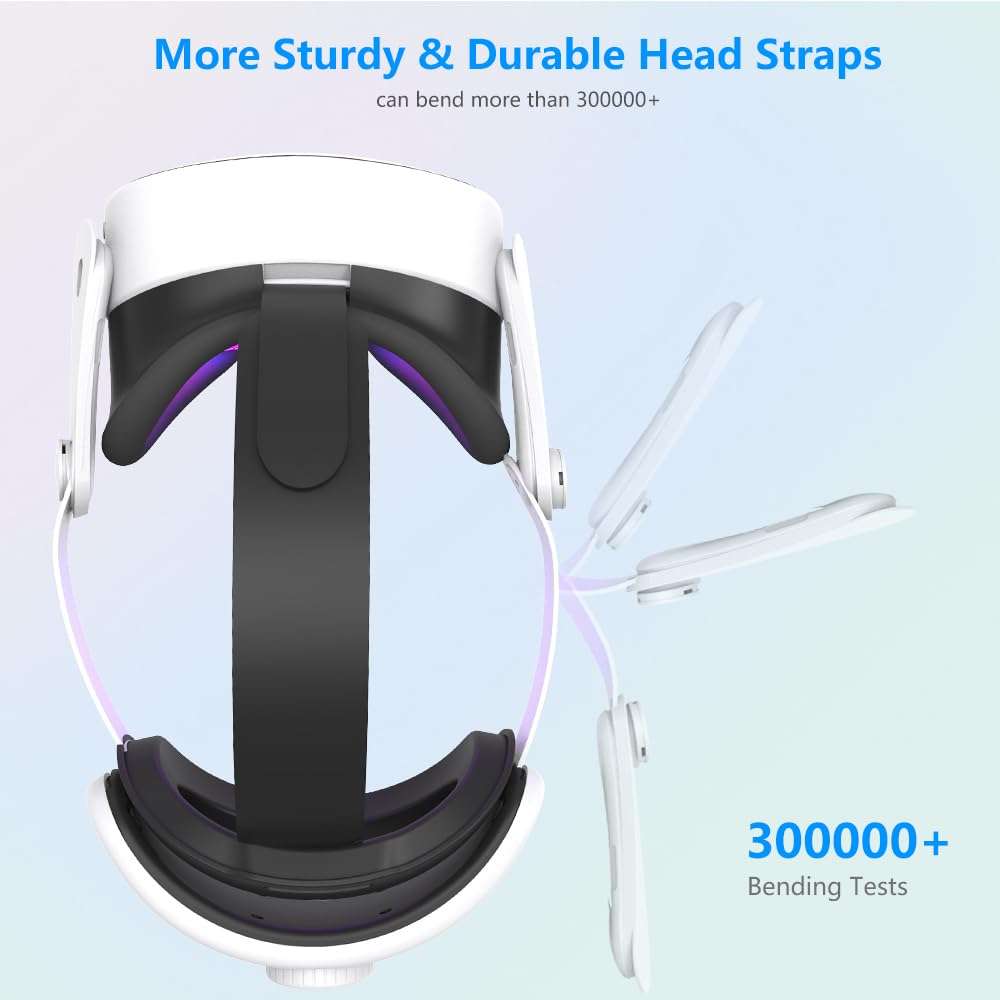 MLemonVR Comfortable Headset VR Accessory for Oculus/Meta Quest 3S and Quest 3, Non-Battery, Dual Knob Adjustable Elite Strap, Lightweight & Breathable, Reduces Fatigue, Support & Balance(White) 5