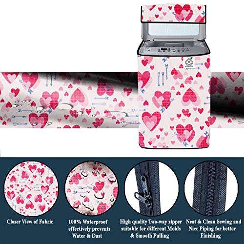 Jm Homefurnishings Vinyl Washing Machine Cover for Lg 6.2 Kg Fully Automatic Top Loading, T7288nddla.abwpeil, Love Heart Print (Brink Pink) 3
