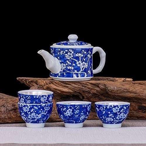 Silver Household Teapot with Ice Plum Blue White Porcelain, 999 Sterling Kung Fu Tea Set, Pot for Home, Office & Gifts 3