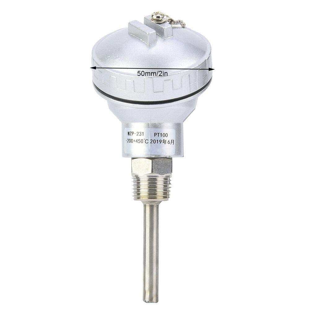 1/2" NPT Thread Thermocouple Terminal Head Stainless Steel Mini RTD PT100 Temperature Sensor Probe High(Protection Tube 50mm) 5