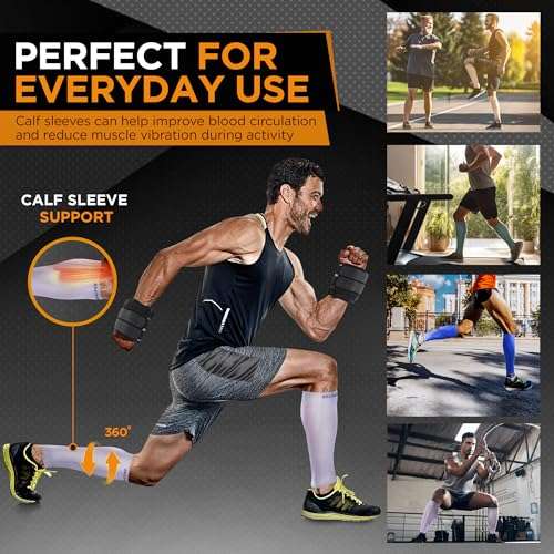 Doc Miller Compression Calf Sleeve for Men & Women – 20-30mmHg Graduated Support for Running, Shin Splints, Calf Strain – Knee High, Small to 6XL Plus Size 2