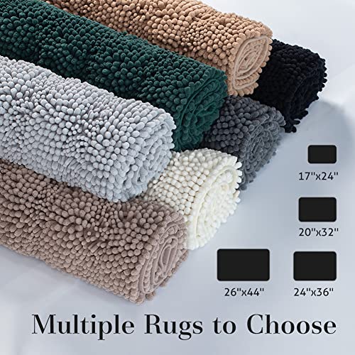 DAWNDIOR Chenille Bathroom Rugs Bath Mats for Bathroom Non Slip Absorbent Washable Quick Dry Thick Microfiber Luxury Black Bath Rugs for Tub Floor Rubber Backing (26’’x44’’) 6
