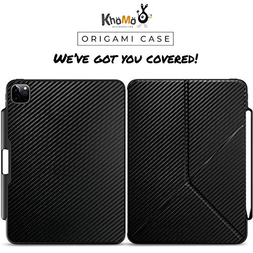 KHOMO iPad Case Pro 12.9 Case 4th Generation 2020 with Pencil Holder - Dual Origami Series - Horizontal and Vertical Stand - Supports Apple Pen Charging - Charcoal Black, KHO-1683, KHO-1683, KHO-1683, KHO-1683 6