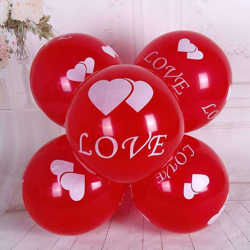 AMFIN® (Pack of 50) Love Balloons for Decoration/Valentine Balloons Decoration/Red Balloons for Decoration/Latex Balloons/Anniversary Love Balloon 6