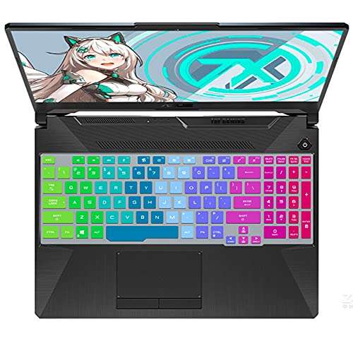 Justec Keyboard Cover Fit with ASUS TUF Gaming A15 TUF506 TUF506IV TUF506IU FA506 FA506IH FA506II, TUF Gaming F17 FX706 FX706LI, TUF Gaming A17 TUF706 TUF706IU TUF706IH Series Gaming Laptop - Rainbow 1