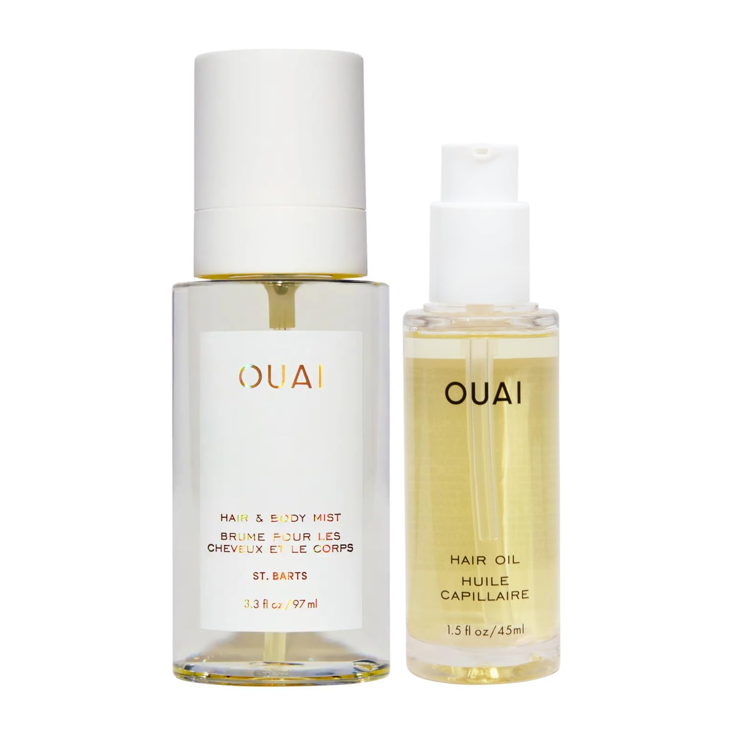 OUAI Hair & Body Bundle - Includes St. Barts Hair & Body Mist (3.3 Oz) and Hair Oil (1.5 Oz) for Healthy, Shiny, Frizz-Free Hair - 2 Piece Bundle 1