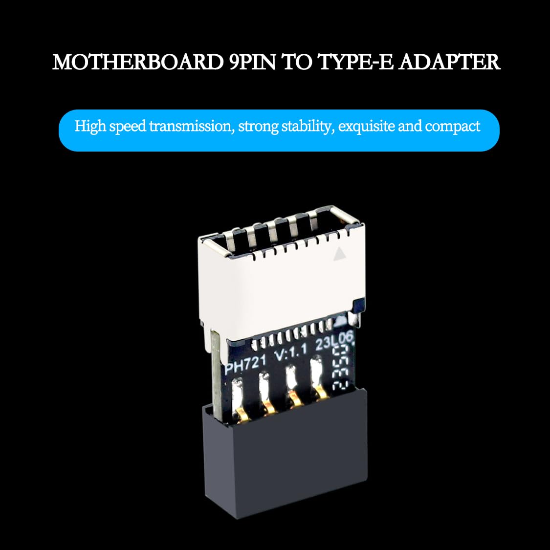 PH721 Motherboard USB2.0 9PIN to Type-E Adapter Male to Famale Connector USB C Front Panel Socket (6Pcs) 3