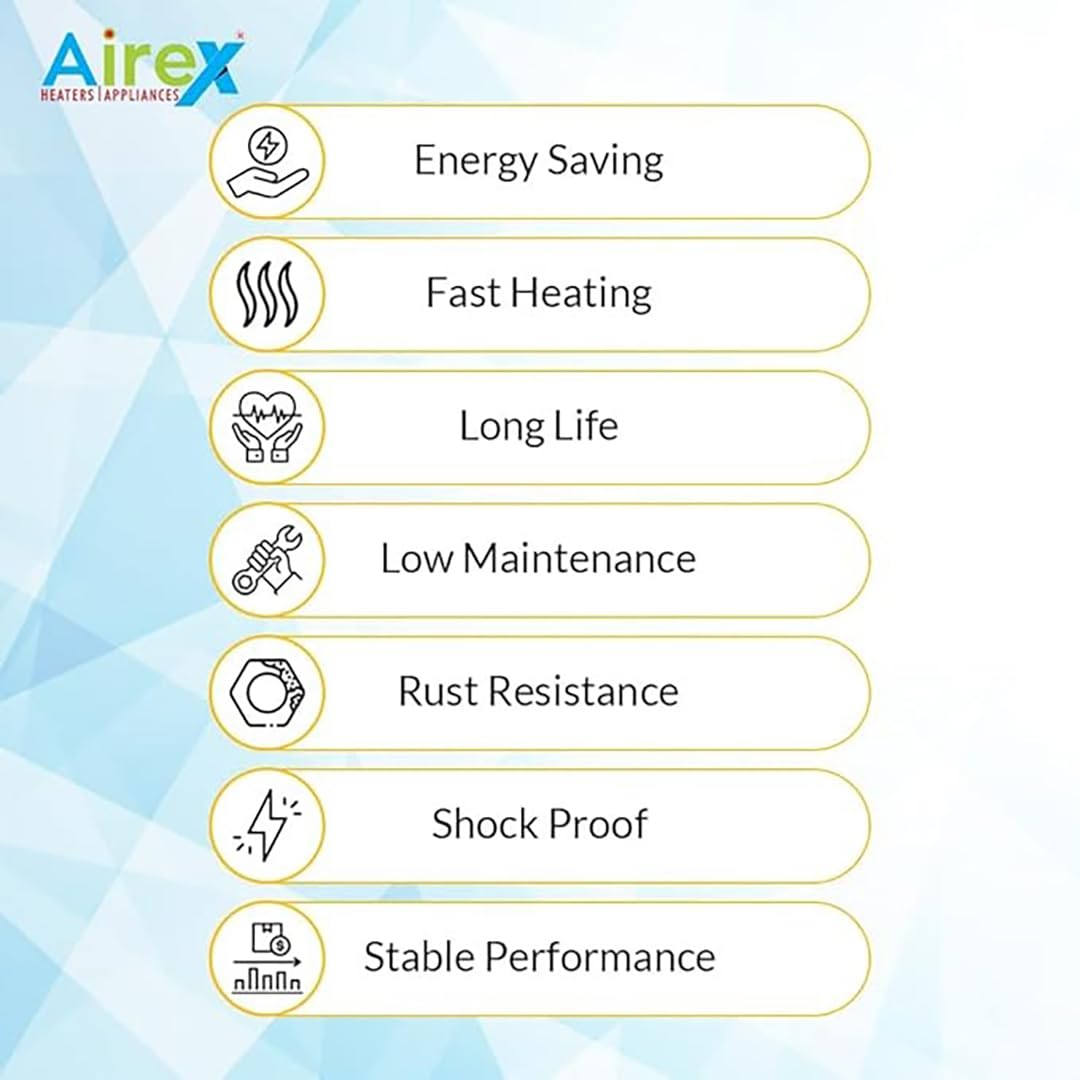 Airex Water Immersion Heater | 3 kW Stainless Steel Double Pipe Heating Element | 1.25-Inch B.S.P. Thread with 7-Inch Auto Cut-Off Thermostat (35–75°C) 6