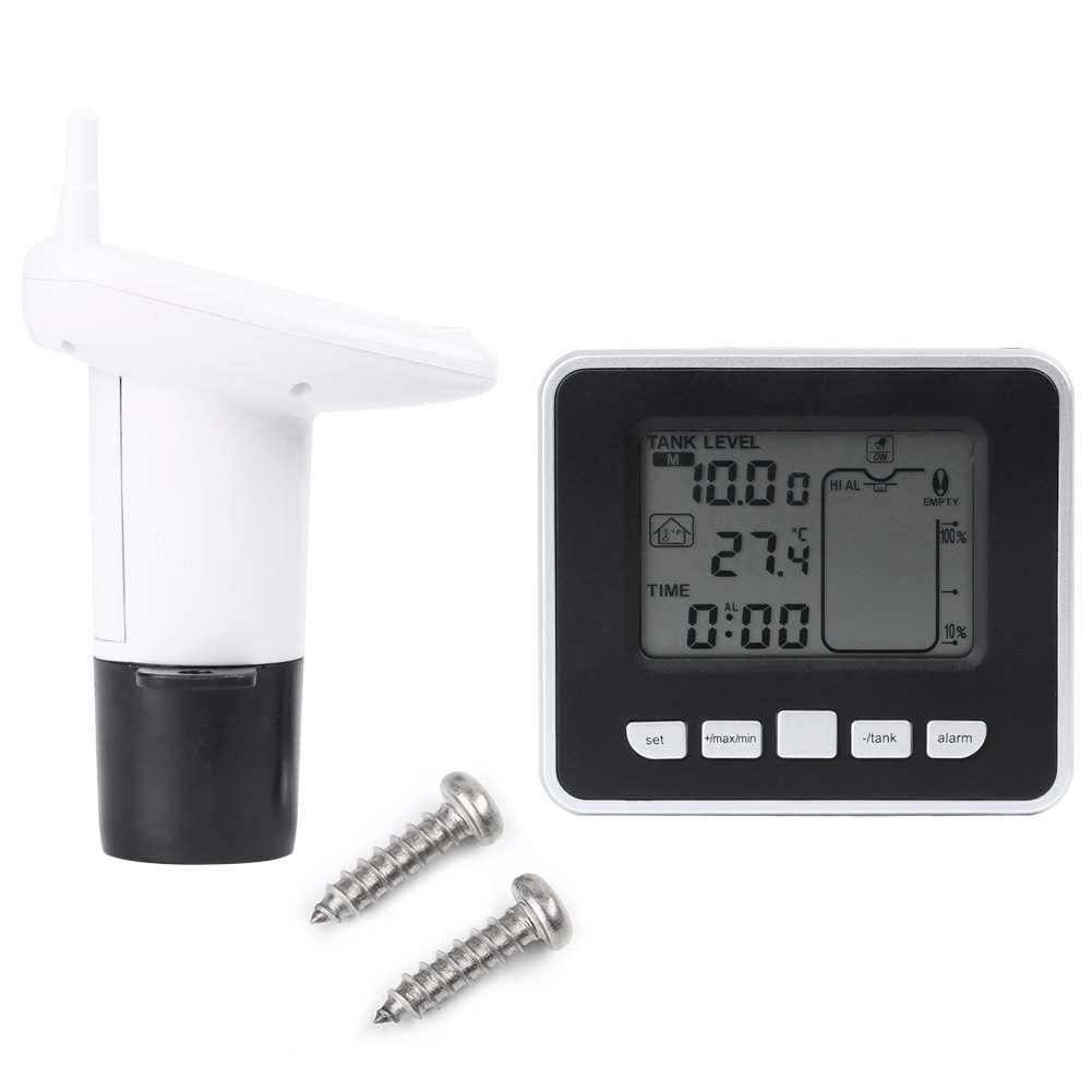 Wireless Tank Level Monitor Water Tank Level Sensor Ultrasonic Water Tank Liquid Depth Level Meter Sensor Temperature Display Water Tank Level Temperature Sensor Water Level Indicator Measuring Meter 1
