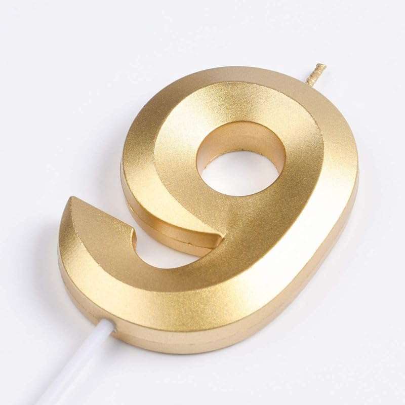 Sidhav Metallic Birthday Candle Number 9 for A Stylish Celebration Shiny Celebration Illuminate The Moment Glamorous and Memorable Celebration 3