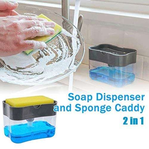 CALIST ABS Plastic Soap Pump Dispenser with Sponges Holder 13 Oz Press Compact Storage for Dish Soap Lotion and Sponge (Medium, Multicolour) 4